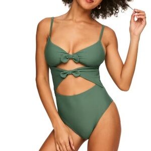 ADORE ME swim Morgan Contour one-piece swimsuit ivy green bow NWT sz XL